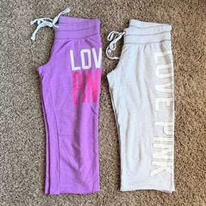 PINK Victoria's Secret Cutoff Capris - Purple and Gray